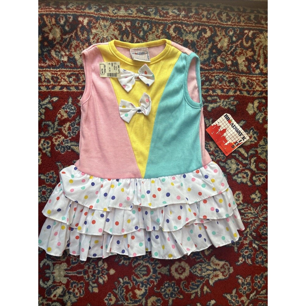 NWT Vintage Broadway Kids Pink And White Polka Dot Outfit Size 4T Girlcore 90s